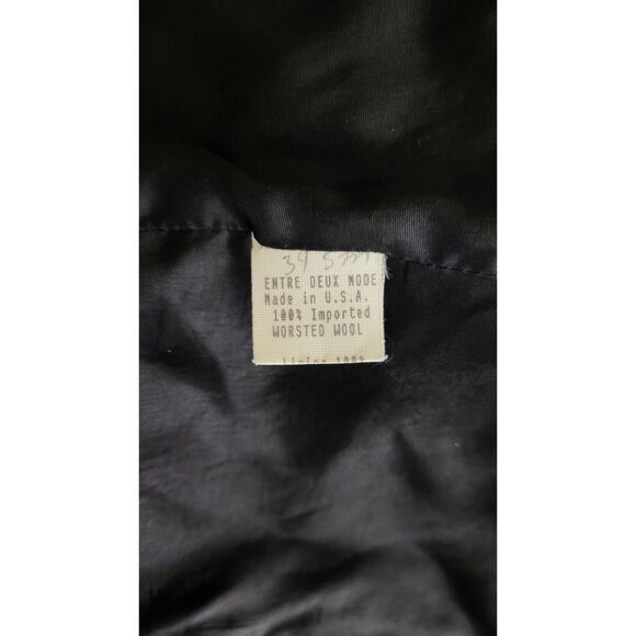 Vintage 90s Entre Deux Gothic Punk Black Worsted Wool Button-Down Blazer Jacket - Picture 8 of 9